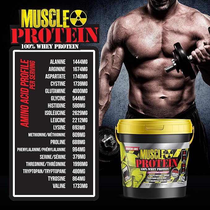 Muscle Protein Whey Powder [12 lbs/Pack of 1]– Cold Filtered, 25g Pure Protein, 6.6g BCAAs (Packaging May Vary) (12LB, Strawberry)