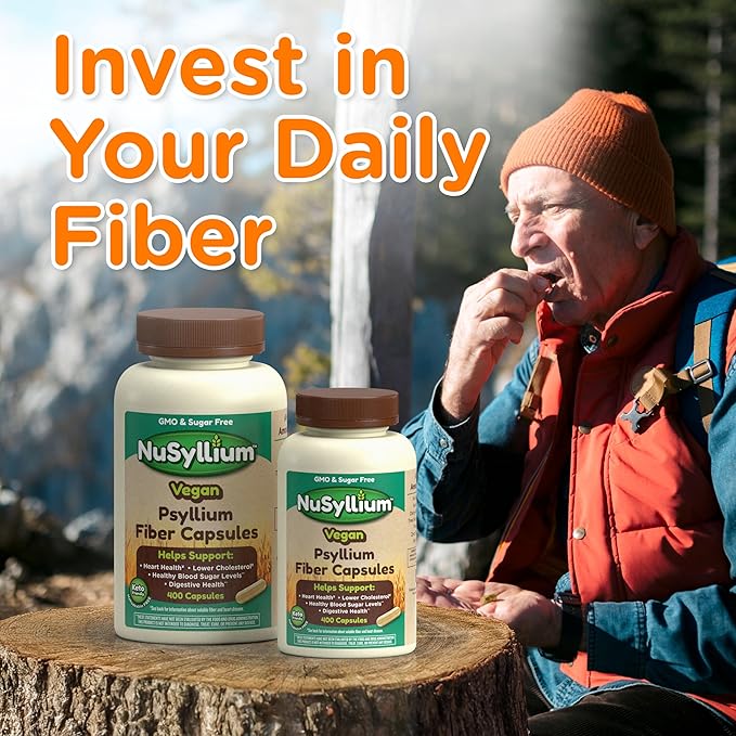 NuSyllium Psyllium Husk Powder, USDA Organic, 30.5 Oz, Dietary Fiber Supplement with Brown Sugar, Helps Digestive Health* Natural Orange, 72 Servings