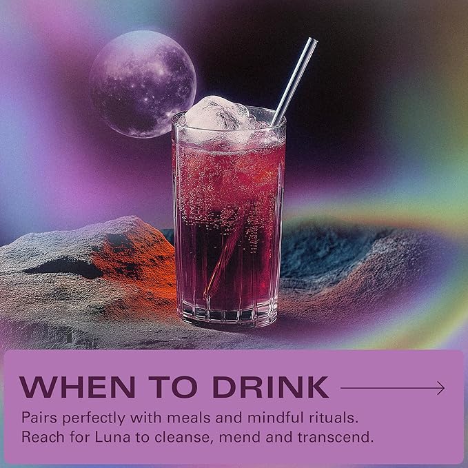 Kin Euphorics Luna Morada Non-Alcoholic Functional Beverage | Metabolic Tonic for Digestive & Liver Support | Caffeine-Free & Functional Beverage | 8 Fl Oz (8pk)