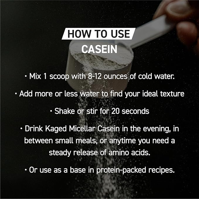 Kaged Premium Casein Protein Powder Vanilla Micellar Casein Banned-Substance Free Supplement Build Muscle and Recover Faster Kasein 27 Servings