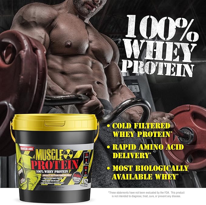 Muscle Protein Whey Powder [12 lbs/Pack of 1]– Cold Filtered, 25g Pure Protein, 6.6g BCAAs (Packaging May Vary) (12LB, Peanut Butter Chocolate)